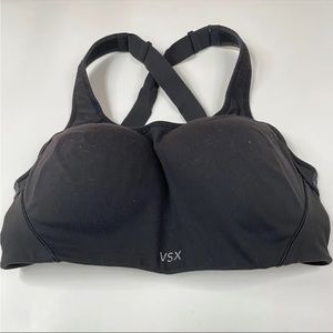 VSX Victorias Secret 32DD Sports Bra Padded No Wire Solid Black Wireless #0871